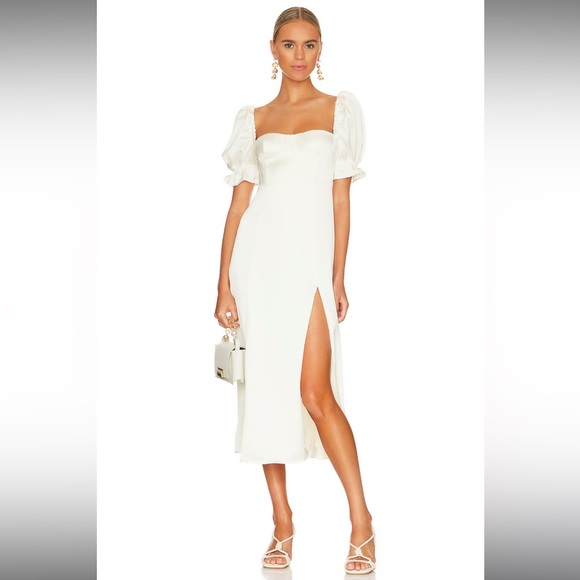 🎉LAST PIECE 🎉WE WORE WHAT Poplin Puff Sleeve Midi Dress - Picture 2 of 11